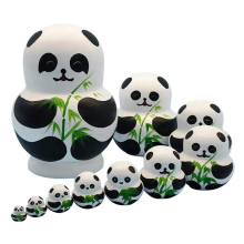 Juego de muñecas rusas apilables de 10 capas, diseño de panda adorable