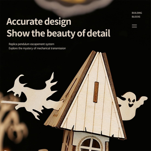 Rompecabezas 3D de madera de casa embrujada de Halloween, Rompecabezas de madera creativo 2