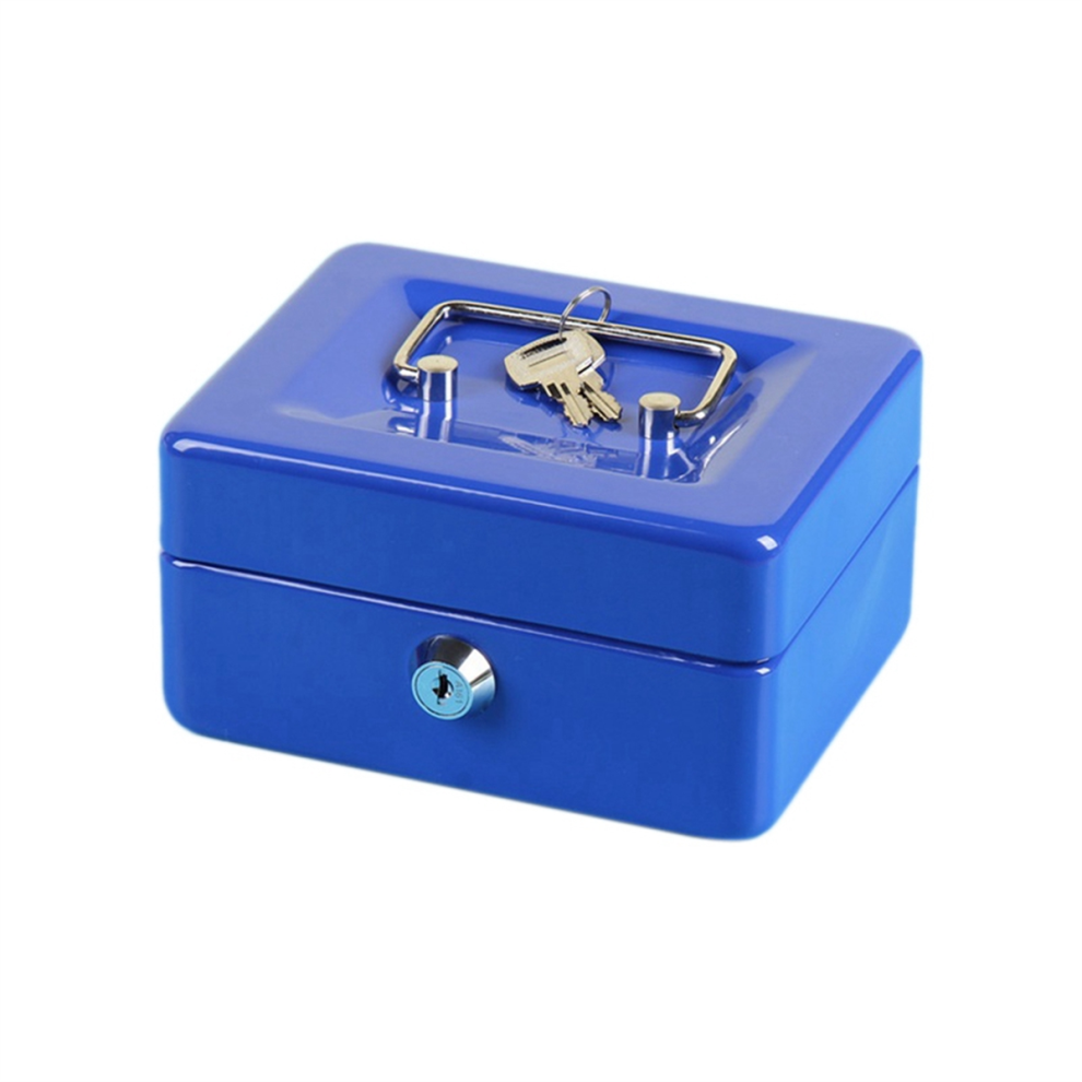 Petty Cash Box Lockable Security Money Safe Box With Lock Slot,Blue 4851814553000