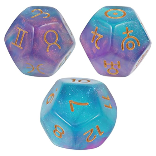 3 st astrologiska tärningar, spådom, astrologi, tarotkortstillbehör