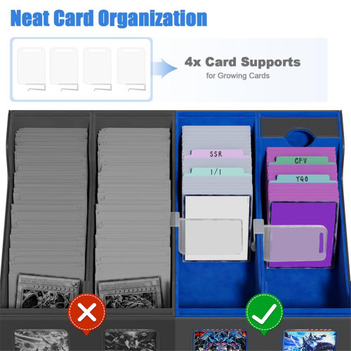 Trading Card Storage Box with Window, 4-Row Deck Case Black& 2