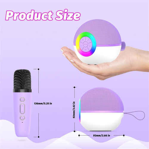 Mini karaokemachine met 2 microfoons, Bluetooth-microfoon, liedjesspeelgoed, A 2