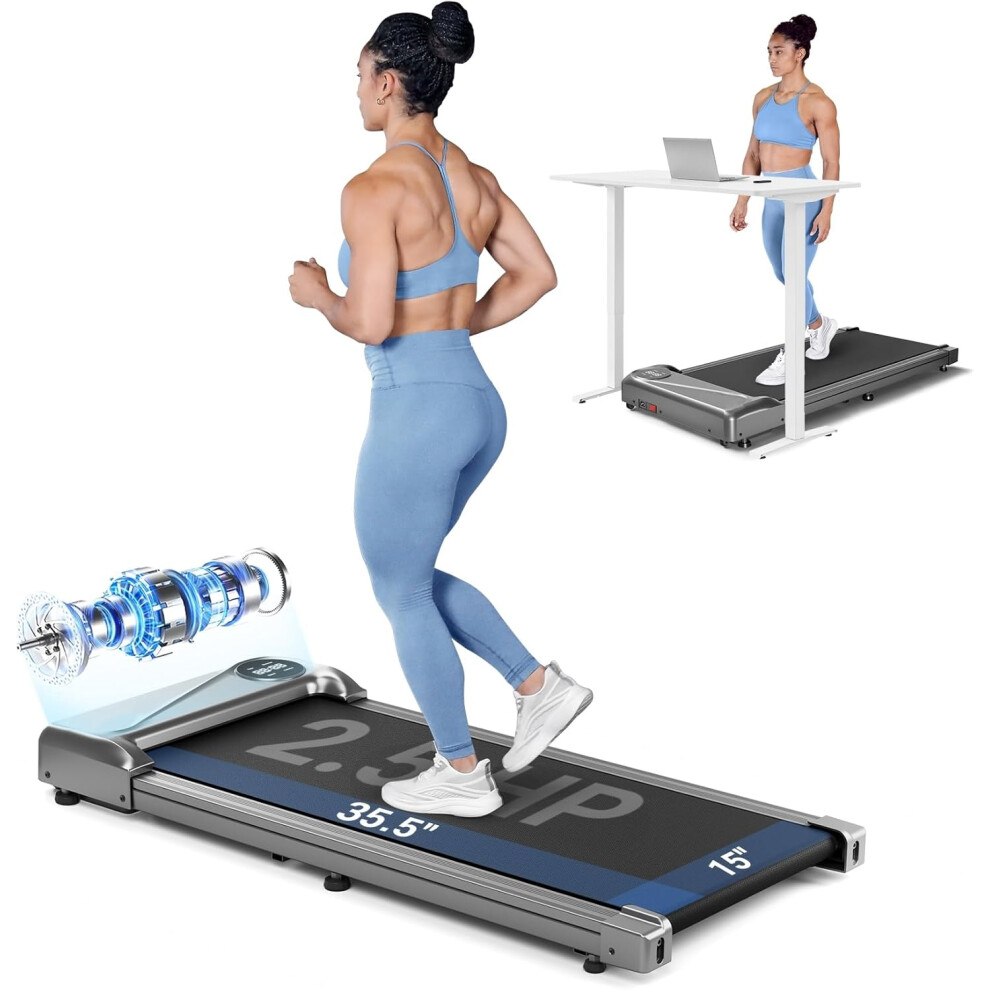 (Silver) Walking Pad Treadmill Under Desk Treadmill