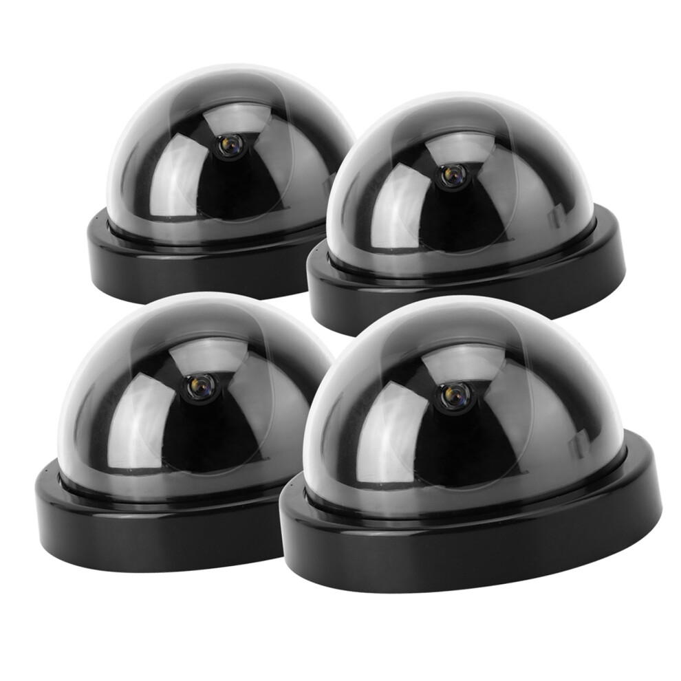 4Pcs Dome Simulation Camera Cctv Dummy Fake Security Camera With Flashing Led Light (Black) 8041324548023