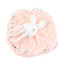 Velvet Rabbit Doll Placating Blankie Soft Baby Placating Wipes Baby Soothing Towel (Pink)