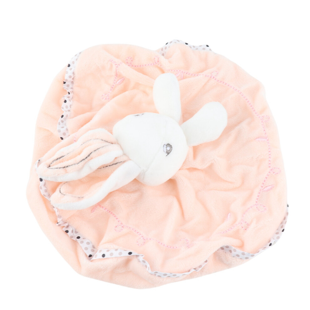 Velvet Rabbit Doll Placating Blankie Soft Baby Placating Wipes Baby Soothing Towel (Pink)