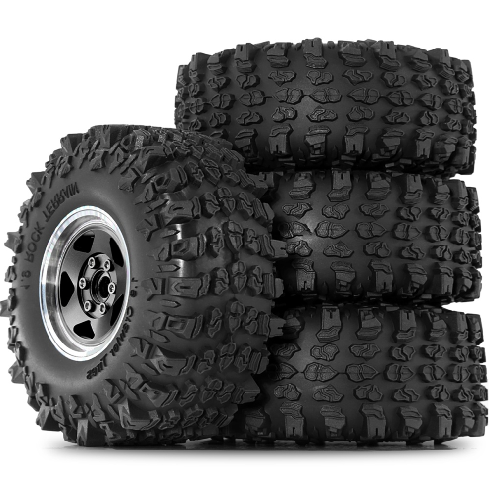 4Pcs 1.9 Inch Metal Tire Wheels With 118Mm Od Tires For Axial Black 4851814559996