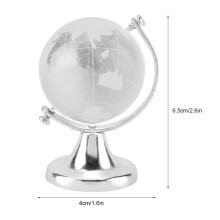 Round Earth Globe World Map Crystal Glass Ball Sphere Home Office Decor Gift (Silver)