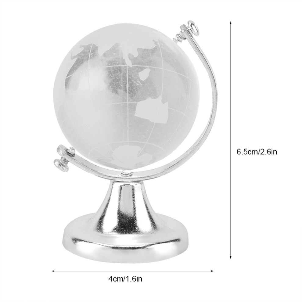Round Earth Globe World Map Crystal Glass Ball Sphere Home Office Decor Gift (Silver) Silver