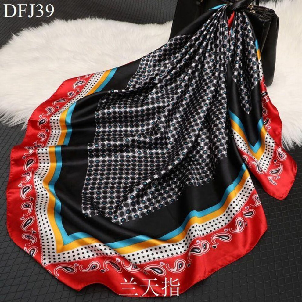 (DFJ39-1) Women's Satin Square Silk Like Hair Scarves And Wraps Headscarf, 90*90cm