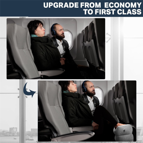 Inflatable Airplane Foot Rest with Hand Pump and Carry Bag 2