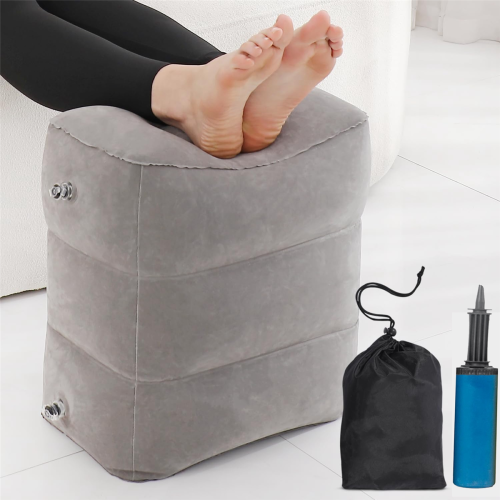 Inflatable Airplane Foot Rest with Hand Pump and Carry Bag 1