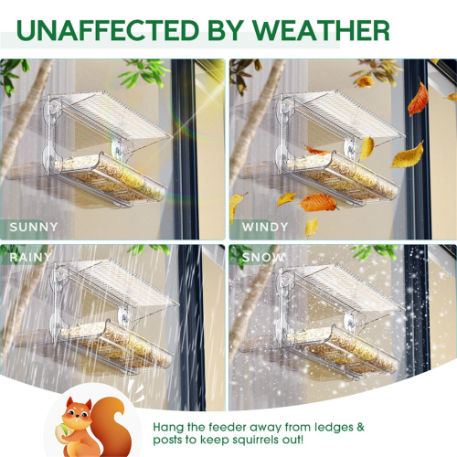 Window Bird Feeder for Outdoors, Clear Bird Feeders Window Mounted 1