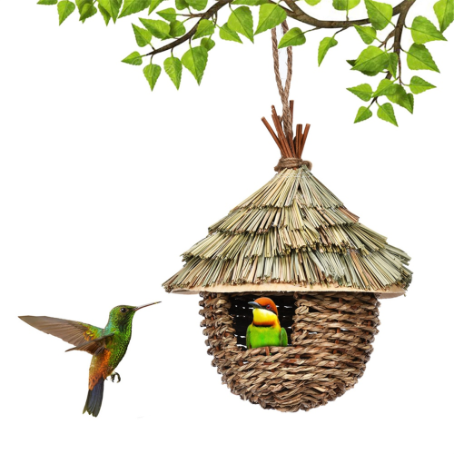 Hängendes Vogelhaus aus Gras, Kolibri-Nest im Freien 2