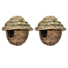 Casita colgante de hierba para pájaros, nido de colibrí para exteriores