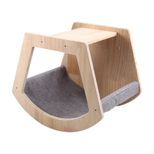 Plataforma de escalada de madeira para gatos, cama trapezoidal para gatos