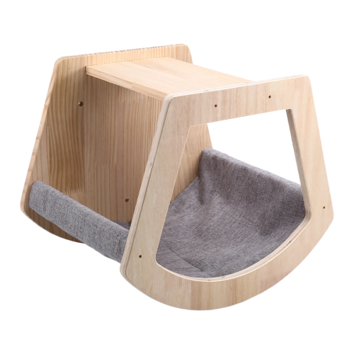 Wooden Climbing Wall Platform for Cats, Trapezoidal Cat Bed 2