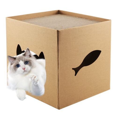 Cat Cardboard House with Scratch Pads Play & Home Decor 2