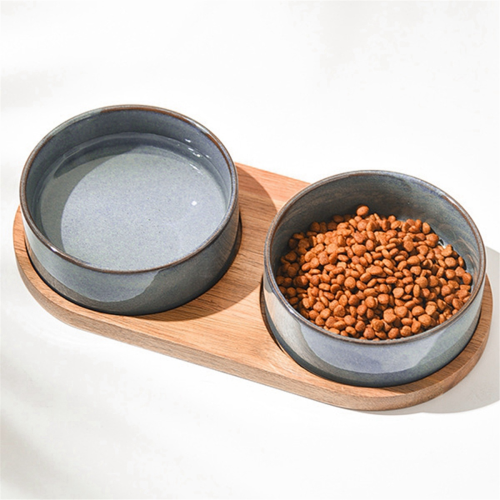 Ceramic Pet Bowl with Neck Protective Collar Anti-Collision Tray 1