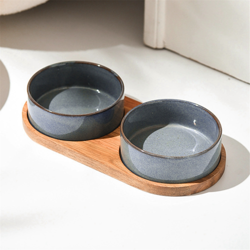 Ceramic Pet Bowl with Neck Protective Collar Anti-Collision Tray 2