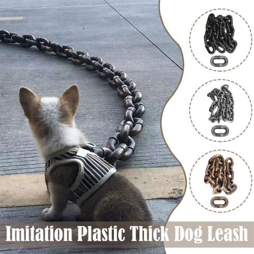 Dog traction rope simulation thick chain big iron chain AncientSilver 1