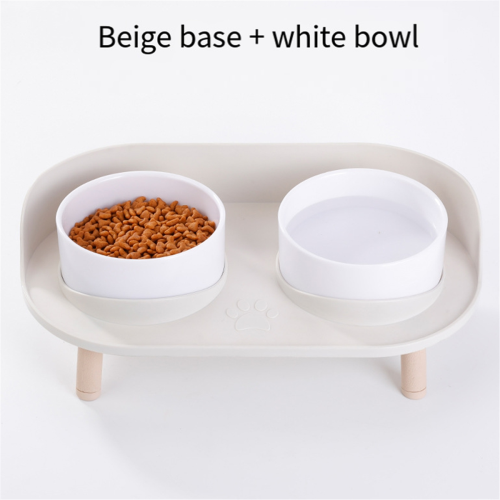 Feeder Pet Anti-knock Double Bowl Feeder light Gray 2