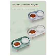 Feeder Pet Anti-knock Double Bowl Feeder green