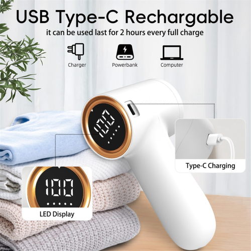 Removedor de fiapos e penugem para roupas com visor LED 1