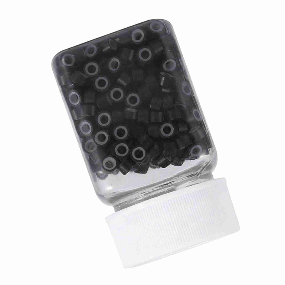 Unisex Black 500Pcs/Bottle Professional Silicone Lined Hair Extension Rings Beads Link Tube Tool(Black)