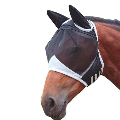 Maschera anti-mosche con orecchie, maschera anti-zanzare e insetti, nera 2