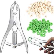 Kit de bandagem para cabras, grampos de pressão para bandagem com 150 peças em 2 tamanhos de anéis,