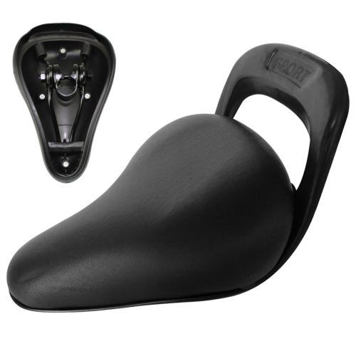 Selle de vélo enfant avec poignées, en PU noir. 2