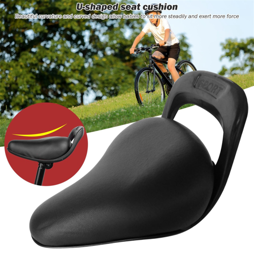 Selle de vélo enfant avec poignées, en PU noir. 1