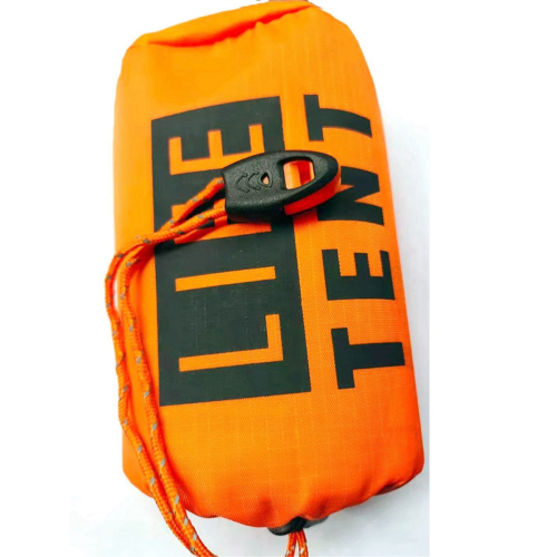 Outdoor-Überlebensdecke, orangefarbenes Zelt + Tasche mit Pfeife 2