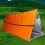 Outdoor-Überlebensdecke, orangefarbenes Zelt + Tasche mit Pfeife 2