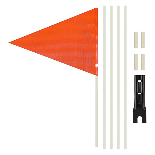 Drapeau de sécurité pour vélo avec mât, réfléchissant, rouge. Drapeau de sécurité pour remorque de vélo.