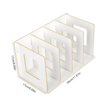 Wooden DIY Desktop Bookshelf Rack Books DVD Storage Holder for Students Kids Adult (Warm White)