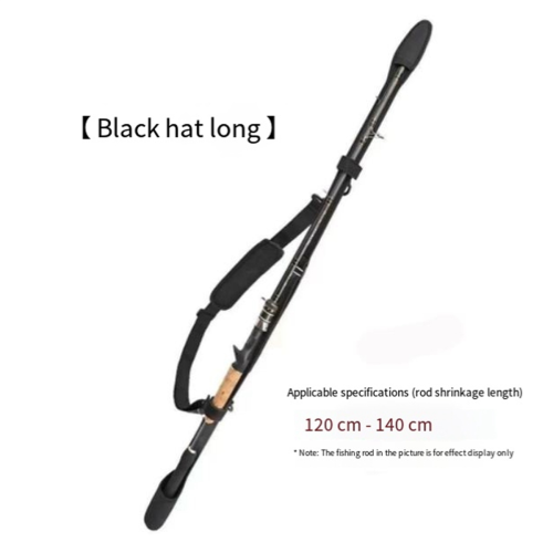 Sac de rangement pour canne à pêche réglable style chapeau long noir 1