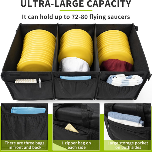 Borsa portaoggetti per disc golf con divisori e tasche laterali multiple 1
