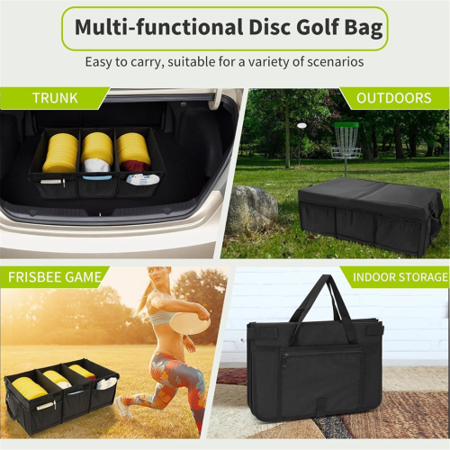 Borsa portaoggetti per disc golf con divisori e tasche laterali multiple 2