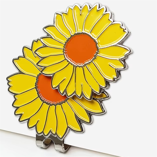 Abnehmbarer gelber Golfkappenclip mit Blumenmuster 1