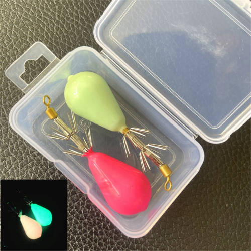 Conjunto de 4 anzóis luminosos para pesca, com cores combinando. 2