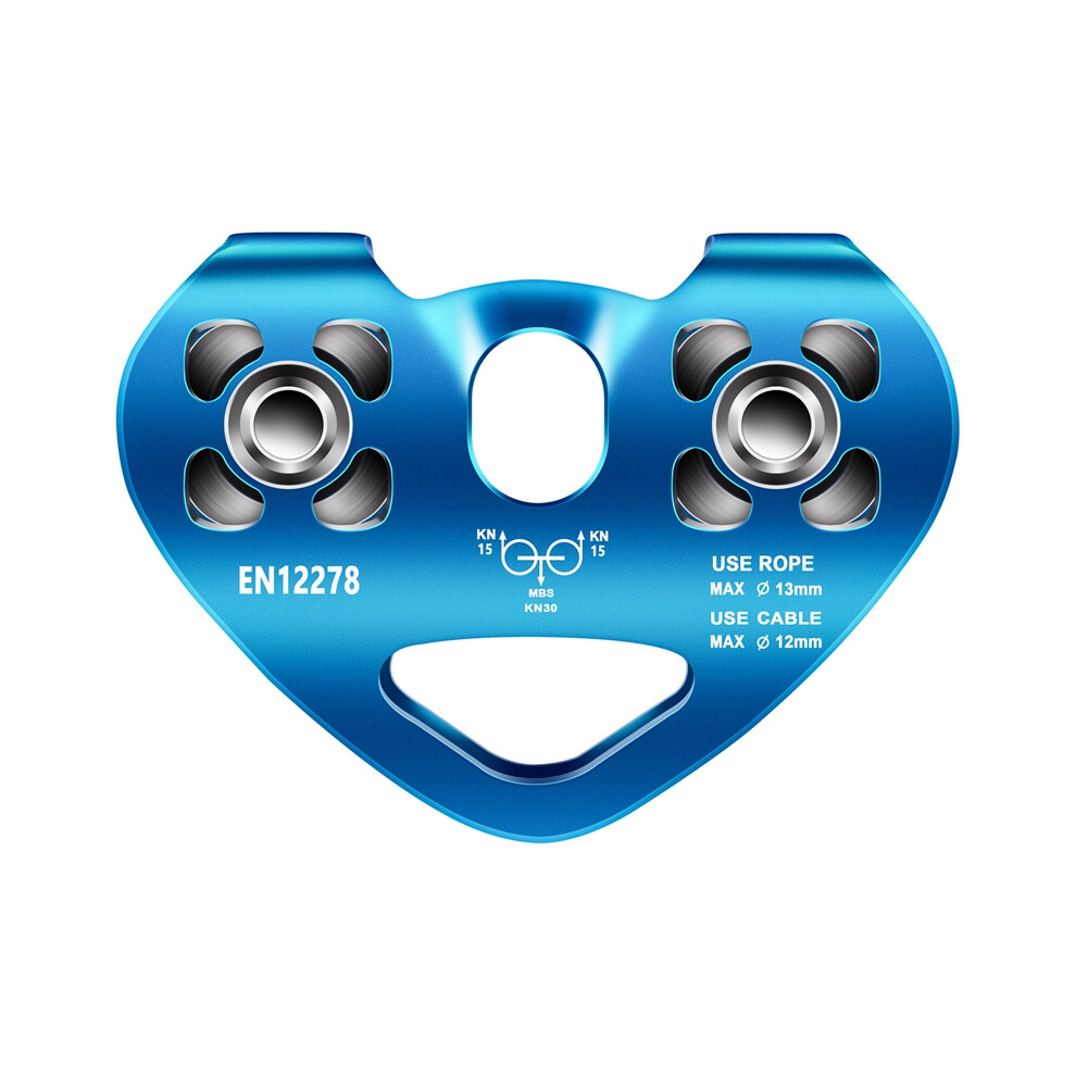Heart-Shape Climbing Double Pulley Steel Cable Rope 13Mm Climbing Device High Speed Zipline Trolley 24Kn 4851117153341