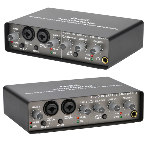 24Bit 2 Input Sound Card for Electric Guitar Loopback External Studio 1