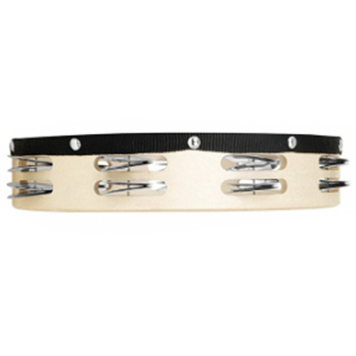 Tambor de percussão manual de 10 polegadas com sinos de mão e pandeiro de fileira dupla. 2