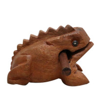 Giocattoli a percussione musicali in legno con suono di rana, circa 12x7x7 cm
