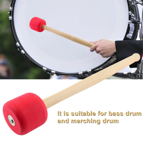 2 stuks basdrumstokken, schuimbasdrumhamers, basdrumstokken, rood 2