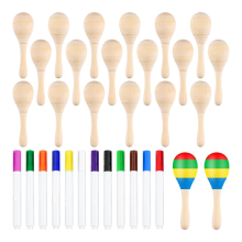 20 Maracas de Madeira para Crianças (Faça Você Mesmo), com 12 Canetas Multicoloridas, para Festas