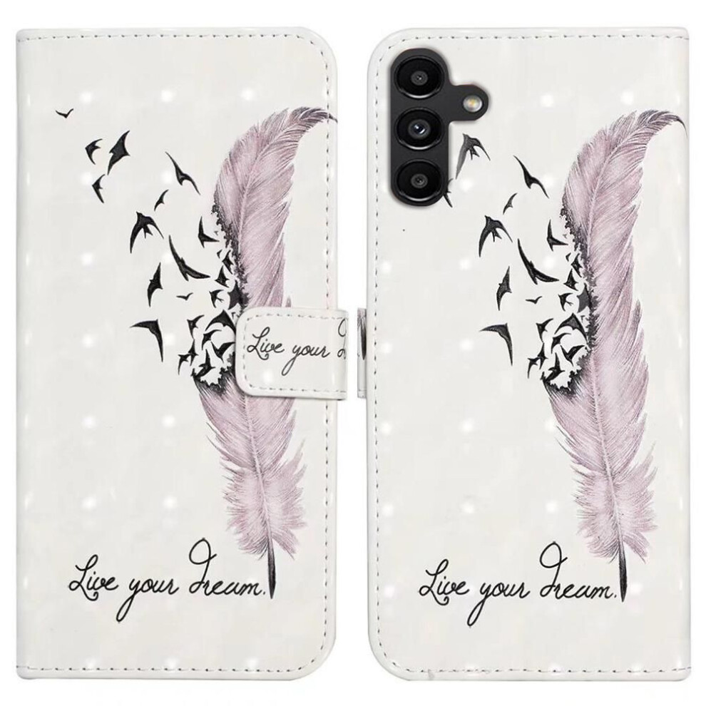 (As The Picture, Feather) For Samsung Galaxy A36 5G Case 3D Creative Pattern Pu Leather Stand Phone Cover 4321647000670