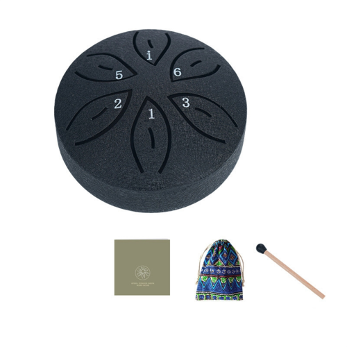 Tambor oco pequeno Orff Instruments Crafts de 3 polegadas e 6 tons, preto.